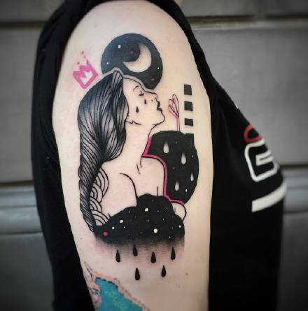 黑色和红色搭配元素的一组个性小纹身图案