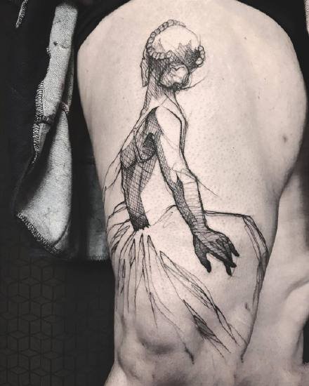 创意素描纹身：很个性的一组素描风格的纹身图案