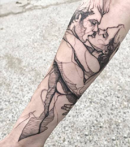 创意素描纹身：很个性的一组素描风格的纹身图案