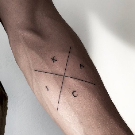 超简约的一组线条组成的简单纹身图片