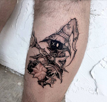 个性暗黑纹身：暗黑风格的一组个性黑灰纹身图案