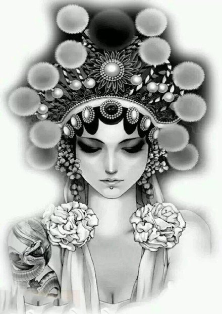 个性好看的一组艺伎纹身手稿图案9张