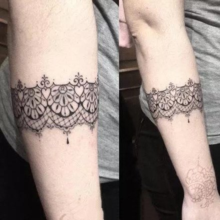 蕾丝臂环：给女生增加性感的手蕾丝手环臂环纹身图案