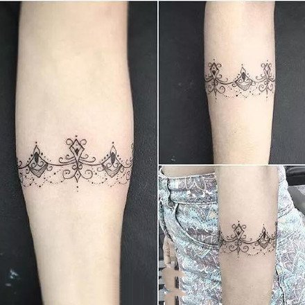 蕾丝臂环：给女生增加性感的手蕾丝手环臂环纹身图案