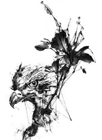 水墨动物手稿：很飘逸风格的动物水墨纹身手稿图案