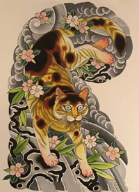 日式半甲手稿：9日式风格的半甲纹身手稿图案缩略频道推荐图