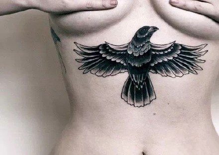 暗黑乌鸦纹身：个性的一组黑色乌鸦纹身图案9张