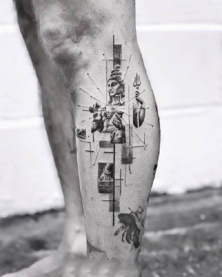 创意欧美风格的小清新黑色几何纹身图案