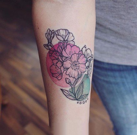 暗彩色背景感觉的个性小清新纹身图案9张