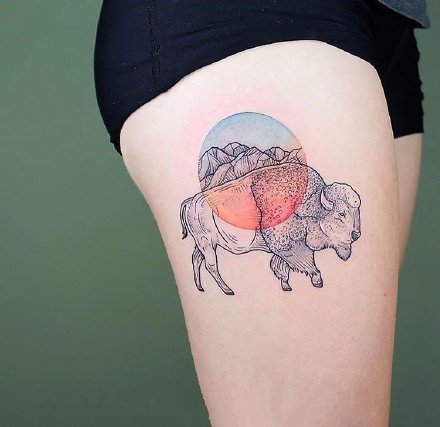 暗彩色背景感觉的个性小清新纹身图案9张