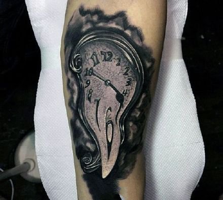 变形钟表纹身：9张创意变形了的钟表纹身图案