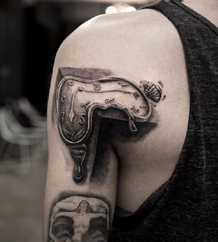 变形钟表纹身：9张创意变形了的钟表纹身图案