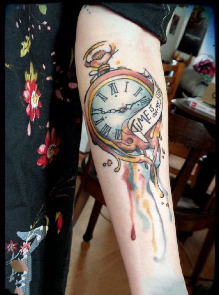 变形钟表纹身：9张创意变形了的钟表纹身图案