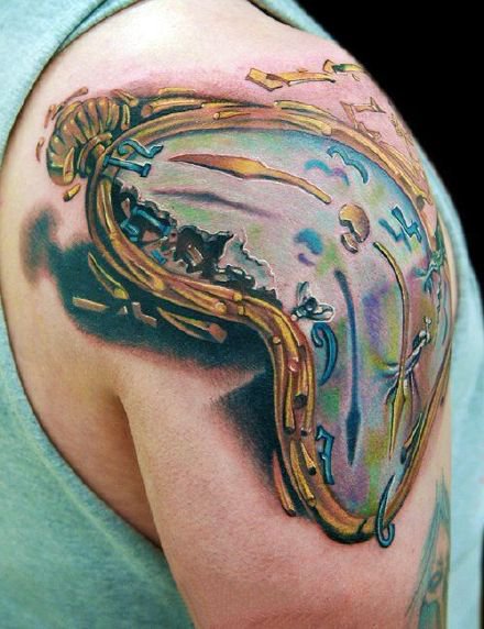 变形钟表纹身：9张创意变形了的钟表纹身图案