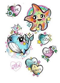 可爱卡通纹身图：18张女生喜欢的卡通纹身手稿图案