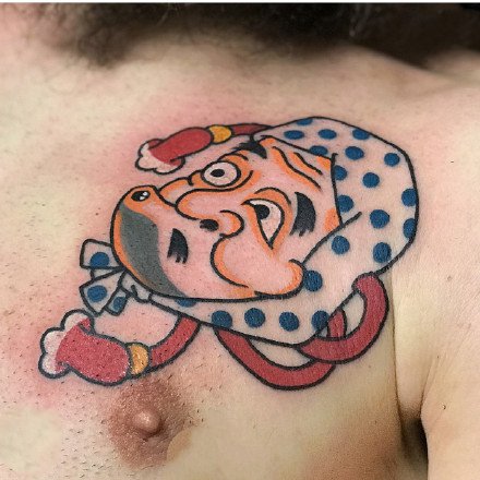 日式传统风格的一组彩色纹身图案9张