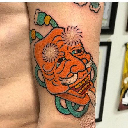 日式传统风格的一组彩色纹身图案9张