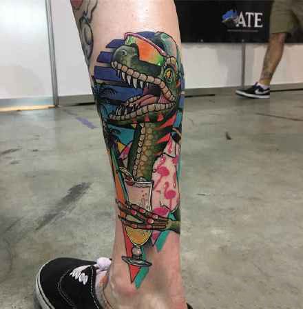 创意搞怪的一组彩色school风格的动物纹身图案