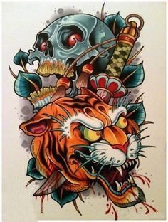 新传统手稿：27张漂亮的 彩色新传统纹身手稿图案