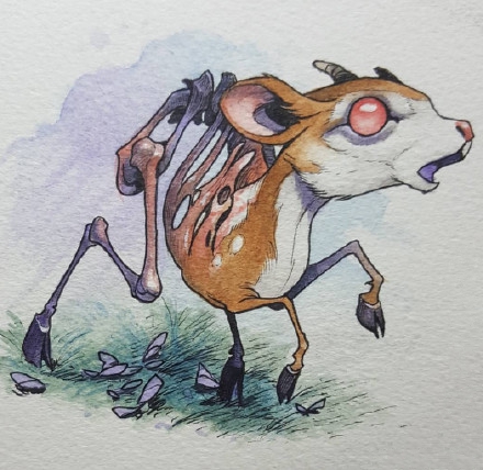 画风独特的一组卡通怪异小动物纹身手稿