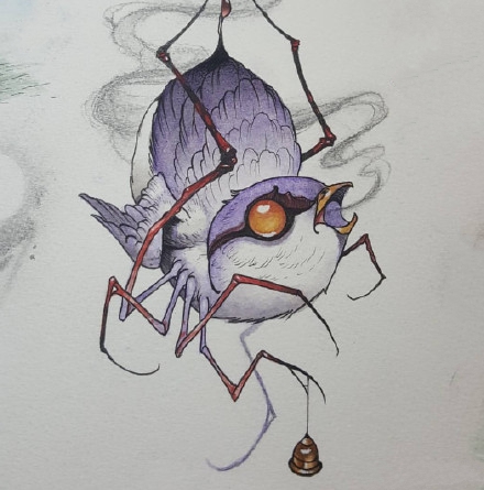 画风独特的一组卡通怪异小动物纹身手稿