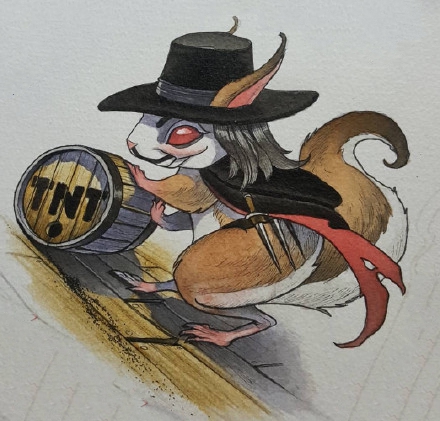 画风独特的一组卡通怪异小动物纹身手稿