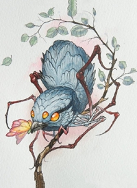 画风独特的一组卡通怪异小动物纹身手稿