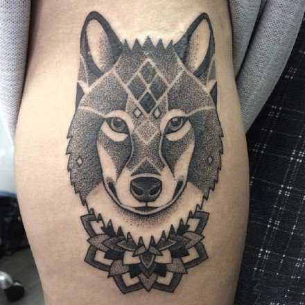 点刺风格的一组黑色小猫纹身图案欣赏