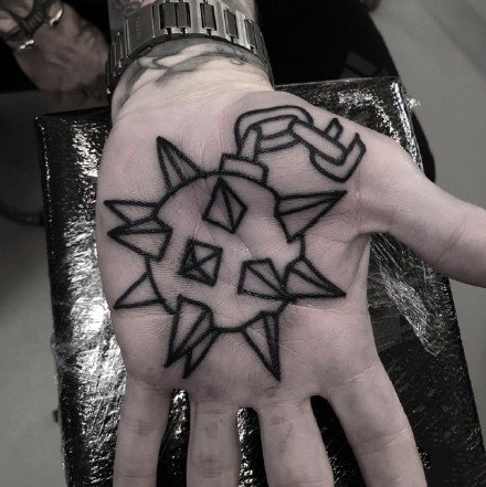 纹在手掌心里的创意黑色小纹身图案