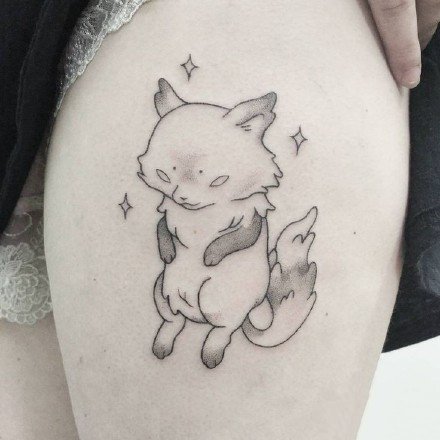 点刺黑灰的一组创意小动物纹身图案9张