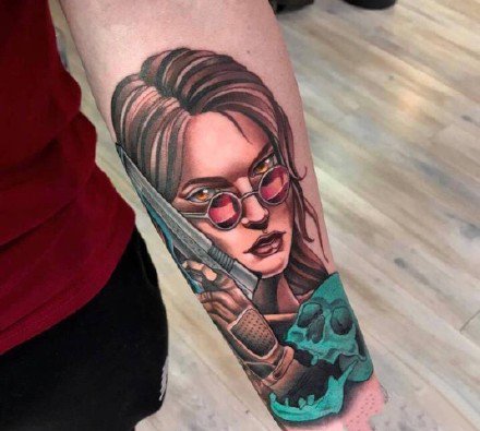 很时尚的一组彩色school纹身图案图片9张