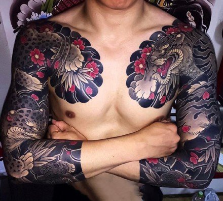霸气侧漏的一组男性花臂纹身图案欣赏