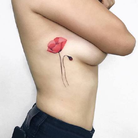 适合女生的一组红色调小清新纹身图案欣赏