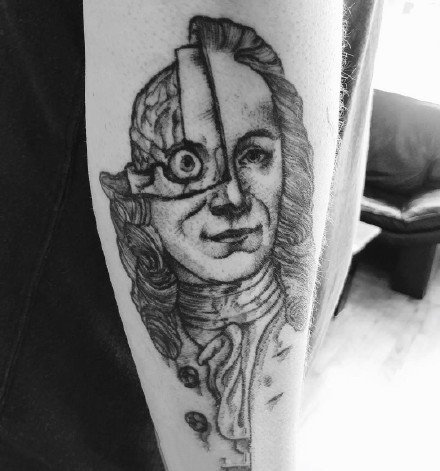 暗黑灰风格的一组点刺纹身图案作品9张