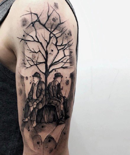 新现代很有创意的一组点刺彩色纹身图案9张