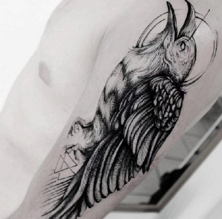 点刺动物线条：线条感很不错的动物点刺黑灰纹身图案