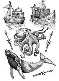 oldschool小黑图：40组oldschool风格的黑色小图纹身手稿缩略频道推荐图