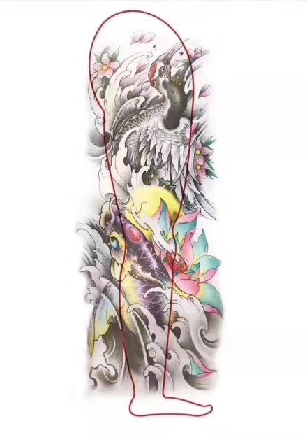 传统的包手臂和腿部的花臂和花腿纹身手稿图案9张