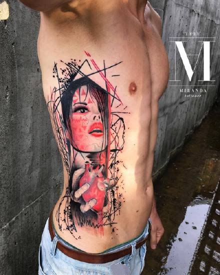 适合男性的一组彩色图腾花臂等纹身图案