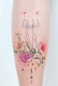 小清新彩色小图纹身：适合女生的简约彩色小清新纹身图案