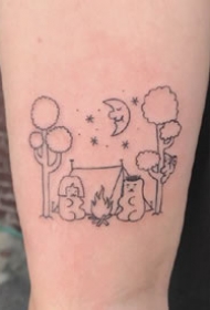手臂上很可爱的一组黑灰简约小图纹身作品