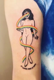 小清新涂鸦纹身：27张简约清新的小彩色涂鸦纹身图案