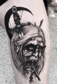 个性暗黑纹身：暗黑风格的一组个性黑灰纹身图案