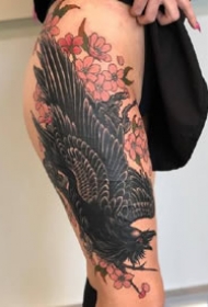 欧美花腿纹身：欧美风格的一组9张花腿纹身图案