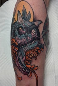 暗彩色的一组欧美动物怪兽纹身图案作品