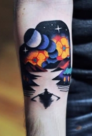 星空梦幻元素的彩色风景纹身图案9张