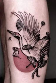 传统风格的一组日式红色小图纹身图案