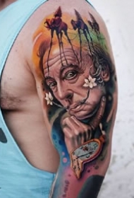 独特风格的一组暗黑人物肖像纹身图案