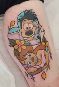 彩色的一组影视卡通角色的可爱纹身图案