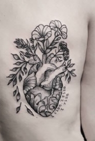 点刺黑灰风格的一组点刺和线条组合的黑灰纹身图案